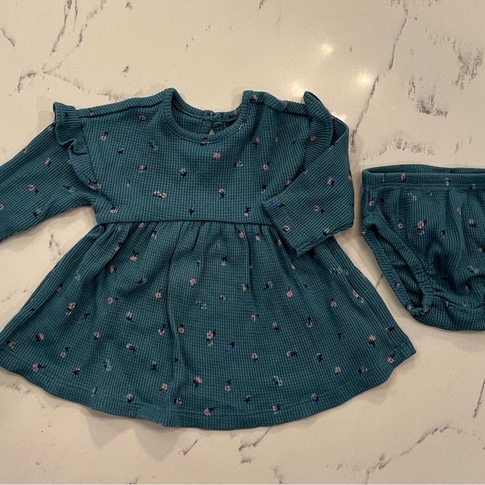 Carter's Blue Baby Dress with Floral Accents